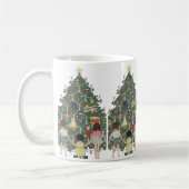 ヴィンテージクリスマスのまわりにの子飾どもの木 コーヒーマグカップ (左)