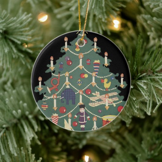 ヴィンテージクリスマスのまわりにの子飾どもの木 セラミックオーナメント (ツリー)