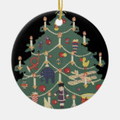 ヴィンテージクリスマスのまわりにの子飾どもの木 セラミックオーナメント (正面)