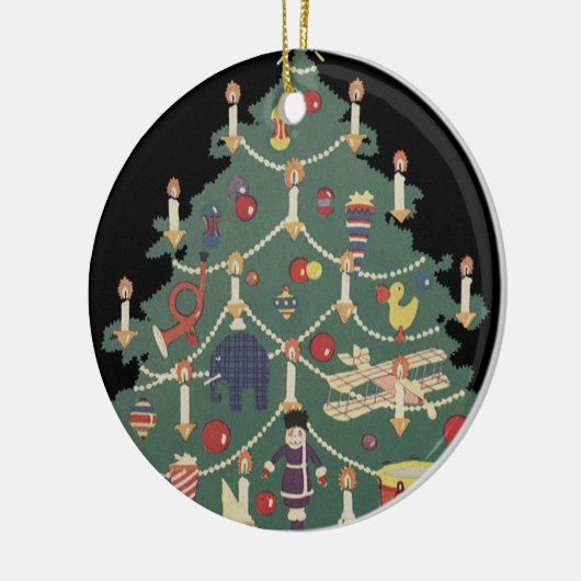 ヴィンテージクリスマスのまわりにの子飾どもの木 セラミックオーナメント (左)