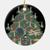 ヴィンテージクリスマスのまわりにの子飾どもの木 セラミックオーナメント (裏面)