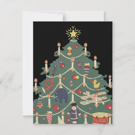 ヴィンテージクリスマスのまわりにの子飾どもの木 招待状 (正面)