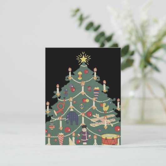 ヴィンテージクリスマスのまわりにの子飾どもの木 招待状 (スタンド正面)