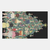 ヴィンテージクリスマスのまわりにの子飾どもの木 長方形シール (正面)