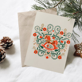 ヴィンテージクリスマスのゆらゆら馬のイラスト シーズンカード