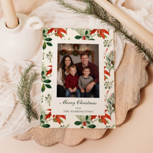 ヴィンテージクリスマスのグリーン柄 シーズンカード