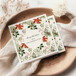 ヴィンテージクリスマスのグリーン模様 スタンダードカクテルナプキン