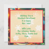 ヴィンテージクリスマスのサンタがクッキーを食べる シーズンカード (裏面)