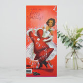 ヴィンテージクリスマスのサンタが女性と踊る シーズンカード (スタンド正面)