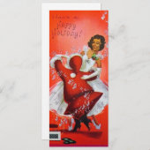 ヴィンテージクリスマスのサンタが女性と踊る シーズンカード (正面/裏面)