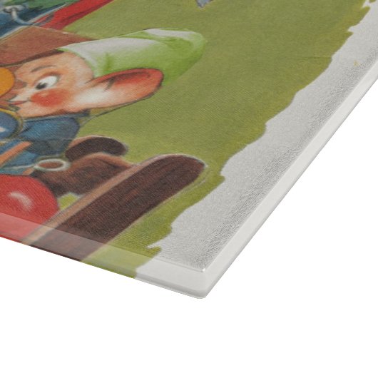 ヴィンテージクリスマスのサンタとエルフのワークショップ カッティングボード (角)