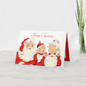 ヴィンテージクリスマスのサンタとミセス・クロースに感情を加える カード (正面)