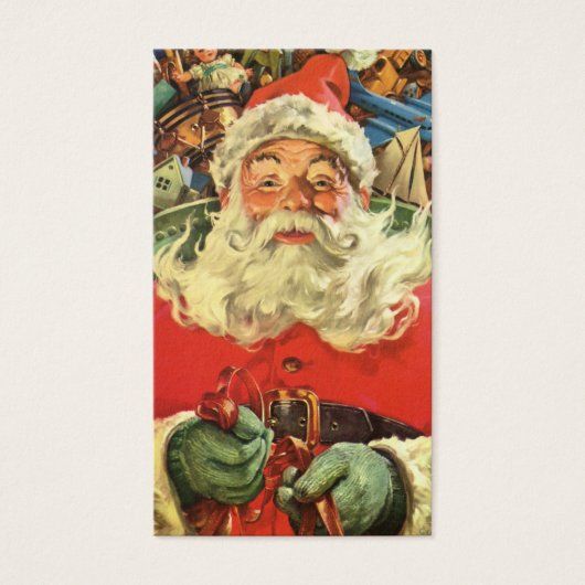 ヴィンテージクリスマスのサンタクロースが玩具を積んだスレッド (正面)