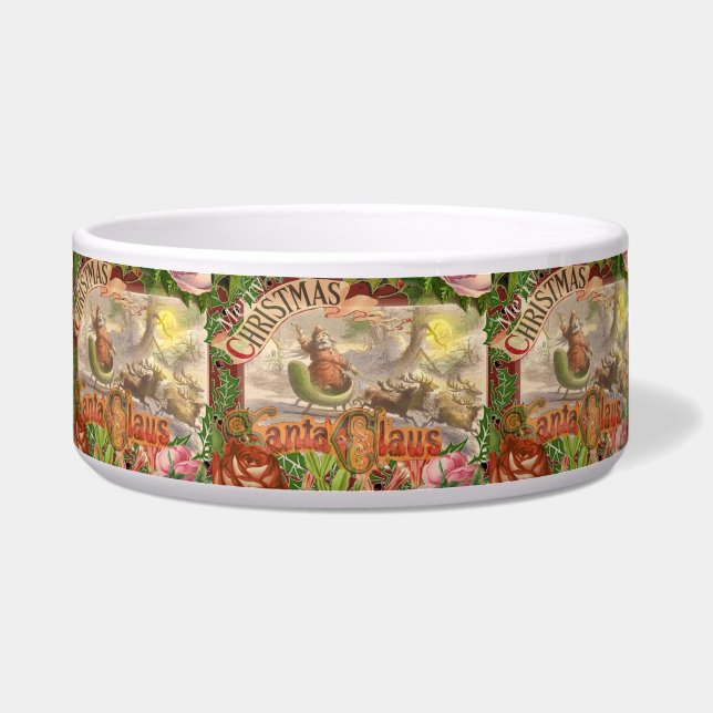 ヴィンテージクリスマスのサンタクロースが飛ぶソリ ボウル (正面)