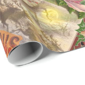 ヴィンテージクリスマスのサンタクロースが飛ぶソリ ラッピングペーパー (ロールコーナー)