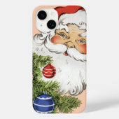 ヴィンテージクリスマスのサンタクロースとツリーオーナメント Case-Mate iPhoneケース (裏面)