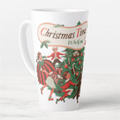 ヴィンテージクリスマスのサンタクロースと踊る子供たち カフェラテマグ (左アングル)