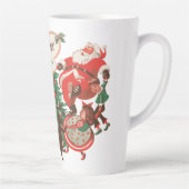 ヴィンテージクリスマスのサンタクロースと踊る子供たち カフェラテマグ (右)