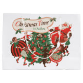 ヴィンテージクリスマスのサンタクロースと踊る子供たち ラージペーパーバッグ (裏面)