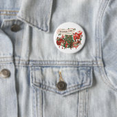 ヴィンテージクリスマスのサンタクロースと踊る子供たち 缶バッジ (インサイチュ)