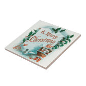 ヴィンテージクリスマスのサンタクロースの陽気な挨拶 タイル (側面)