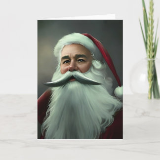 ヴィンテージクリスマスのサンタクロース 灰色 白ひげ カード