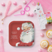 ヴィンテージクリスマスのサンタクロース、陽気でウインク ペーパープレート (パーティー)