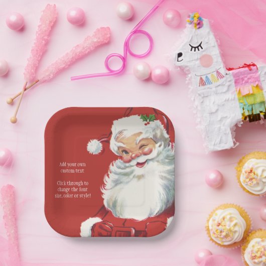 ヴィンテージクリスマスのサンタクロース、陽気でウインク ペーパープレート (パーティー)