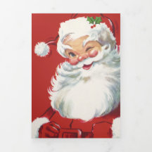 ヴィンテージクリスマスのサンタクロース、陽気でウインク