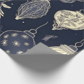 ヴィンテージクリスマスのテアムパターングレー ラッピングペーパー (角)