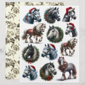 ヴィンテージクリスマスのドレスアップした馬 (正面/裏面)