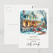 ヴィンテージクリスマスのホームホリデーグリーティング ポストカード (正面/裏面)
