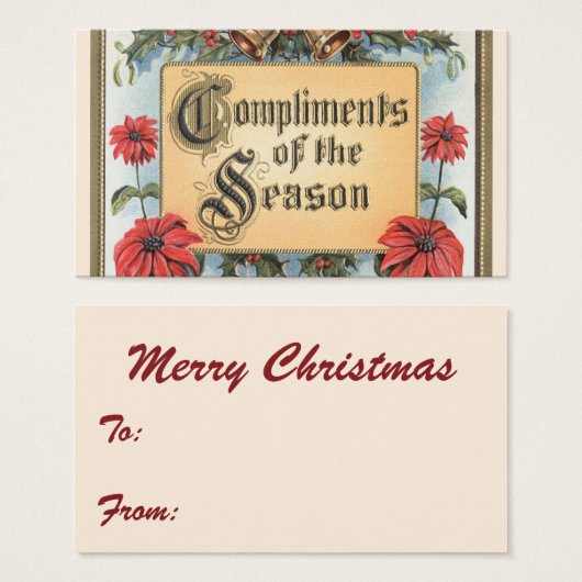 ヴィンテージクリスマスのポインセチアを飾った華麗なフレーム (正面&裏面)