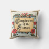 ヴィンテージクリスマスのポインセチアを飾った華麗なフレーム クッション (裏面)