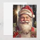 ヴィンテージクリスマスの休日サンタクロースの森 シーズンカード (正面/裏面)