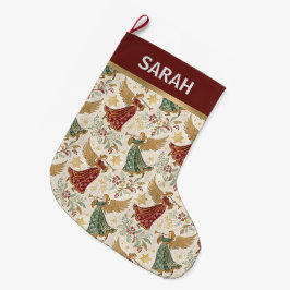 ヴィンテージクリスマスの天使 ラージクリスマスストッキング
