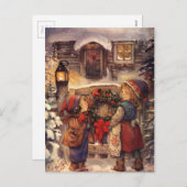ヴィンテージクリスマスの子ども シーズンポストカード (正面/裏面)