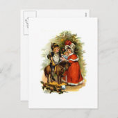 ヴィンテージクリスマスの子ども シーズンポストカード (正面/裏面)