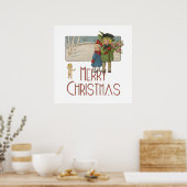 ヴィンテージクリスマスの子供とケルブ ポスター (キッチン)