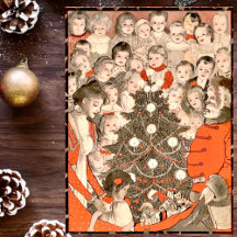 ヴィンテージクリスマスの子供とサンタクロース