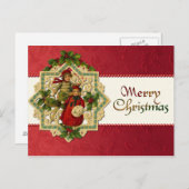 ヴィンテージクリスマスの子供はがき シーズンポストカード (正面/裏面)