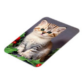 ヴィンテージクリスマスの子猫とホリー マグネット (左側)