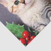 ヴィンテージクリスマスの子猫とホリー 薄葉紙 (詳細)