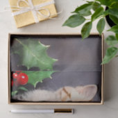 ヴィンテージクリスマスの子猫とホリー 薄葉紙 (ギフト)