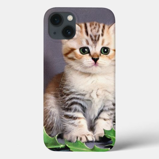 ヴィンテージクリスマスの子猫とホリー Case-Mate iPhoneケース (裏面)