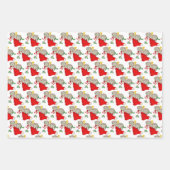 ヴィンテージクリスマスの子猫と子犬 ラッピングペーパーシート (正面3)