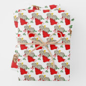 ヴィンテージクリスマスの子猫と子犬 ラッピングペーパーシート (インサイチュ)