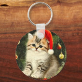 ヴィンテージクリスマスの子猫 キーホルダー (裏面)