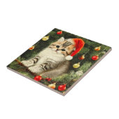 ヴィンテージクリスマスの子猫 タイル (側面)