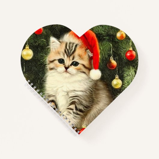 ヴィンテージクリスマスの子猫 ノートブック (正面)